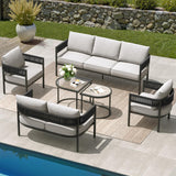 Grand patio 6-Piece Outdoor Furniture Set with Coffee Table, 7 Seats, Beige