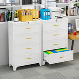 4 Drawer Steel Wide Filing Organization Storage Cabinets for Legal/Letter/A4/F4 Size with Hanging Files&Key