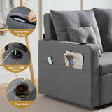 Busaurus Convertible Sleeper Sofa Bed, 56" Full Size Loveseat Sleeper Sofa, Comfy Pull Out Couch Bed with 4 Pillows, Pocket, USB, Small Couches for Small Spaces, Living Room, Bedroom, Apartment, Grey