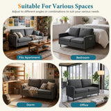56'' Dark Grey Fabric Loveseat Small Couch with 2 USB for Living Room Sofa