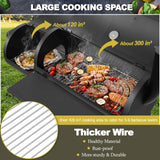 Joyfair Charcoal Grill with Offset Smoker, Camping Barbecue Grill with Side Fire Box for Outdoor BBQ Smoking/Backyard Party Grilling, Thick Iron Steel & Dual Chamber Design, Thermometer & Chimney