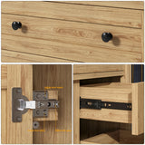 LIKIMIO 36 Inch Bathroom Vanity with Sink, Towel Holder & Adjustable Solid Wood Legs for Uneven Floor, Modern Bathroom Storage Cabinet with Tip-Out Drawer, 2 Drawers & Adjustable Shelf, Nature