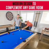 GoSports 7 ft Pool Table with Wood Finish - Modern Billiards Table with 2 Cue Sticks, Balls, Rack, Felt Brush and Chalk - Choose Your Style