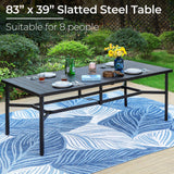 PHI VILLA 9 Pcs Outdoor Dining Set, 83" Rectangular Metal Table, Black