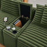 127'' Modular Boneless Couch,U Shaped Sectional Sofa for Living Room-Green
