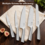 imarku 14-Piece Knife Set with Block, High Carbon Stainless Steel Kitchen Knives with Built-in Sharpener, Dishwasher Safe, Ergonomic Non-Slip Handle, Brown