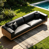 NessCarsti Outdoor Patio Sofa 4 Person 106.3" PU Leather Couch,Black