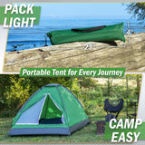 2-Person Camping Tent - Shelter with Rain Fly and Carrying Bag - Lightweight Outdoor Tent for Backpacking, Hiking, and Beach by Wakeman (Green)