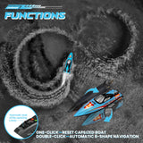 Levhorzn 34+MPH Brushless RC Boat for Adults & Kids with 2 Rechargable Batteries- Large 19” Remote Control Boat Toy, HJ816 Rc Speed Boats for Lakes & Rivers (Cyan)