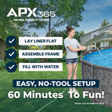 Bestway APX 365 20' x 52" Above Ground Pool, Round Metal Frame Outdoor Swimming Pool Set with Sand Filter Pump, Ladder, and Cover, Dark Marble