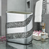 Creative Scents Silver Mosaic Bathroom Trash Can 2.11 Gal / 8L - Decorative Waste Basket for Bathroom - Durable Slim Small Garbage Can for Bathroom, Powder Room, Bedroom or Living Room Decor