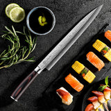 Sunnecko 10.5 inch Sashimi Knife,High Carbon Stainless Steel Japanese Sushi Knives,Yanagiba Knife with Knife Sheath and Gift Box
