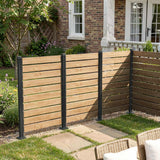 Outdoor Cedar Wood Privacy Screen with Aluminum Posts, Easy Assembly, for Hard Surfaces & Soil