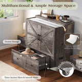 LUXOAK Twin Murphy Cabinet Bed with with Storage & Charging Station