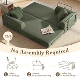 Cloud Boneless Couch Futon Sofa Bed, 5-in-1 Convertible Sofa Bed Pull Out Couch Sleeper Sofa Compressed Loveseat, 70" High-Density Sponge & Corduroy Fabric Futon Daybed for Living Room Bedroom(Green)