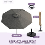 Midtown Umbrellas Push & Pop 10 Ft Patio Umbrellas with Push & Pop Mechanism, Fiberglass Ribs & Sunbrella Fabric – Outdoor Umbrella for Deck, Pool, Cafés and Hotels – Macaw Canopy, Black Pole