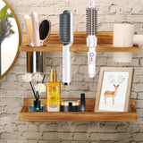MRPAPA Hair Tool Organizer Wall Mount,2 Layer Rustic Blow Dryer Holder, Wooden Bathroom Organizer Storage Shelf for Hair Tools, Curling Iron, Hot Tools