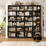 FACBOTALL 72.8" Large Bookshelf, Farmhouse Bookshelf with 8 Doors, Black