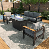LayinSun 4 Piece Aluminum Outdoor Furniture Set with Fire Pit Table