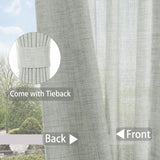 Macochico Extra Wide Pinch Pleated Linen Curtains for Sliding Door Patio Doors with Tieback, Natural Living Room Bedroom Curtain Privacy But Let Light in, 120”Wx96”L, Moss Gray, 1 Panel