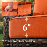 Outdoor Furniture Cushions, 6 inch Thick Seat Cushions for Outdoor Furniture, Waterproof 22x24 Patio Couch Cushions, Replacement Chair/Sofa Cushion, Include 3 Back & 3 Seat Cushion, Thick/Orange