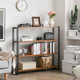 Bookshelf,4-Tier Industrial Bookcase,Rustic Wood and Metal Open Display Book Shelves Home Office