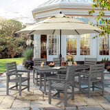 Homenjoy 7 Piece Patio Dining Set, 66" Rectangle HDPS Weather Resistant Outdoor Table & 6 Patio Chairs Set with 1.96" Umbrella Hole, Heavy Duty Chairs for Backyard Balcony Deck, Grey