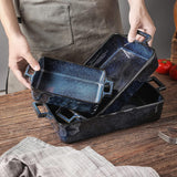 VICRAYS Ceramic Bakeware Set, Porcelain Rectangular Lasagna Pans Casserole Dish Set for Baking, Cooking, Kitchen, Cake Dinner, Banquet and Daily Use, 3 PCS, 15 x 8.5 Inches(Blue)