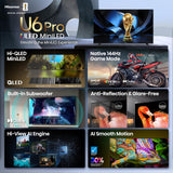 Hisense 85" U6 Pro Series Mini‑LED 4K UHD HDR Gaming AI Smart Fire TV (85U6SF Pro, 2026 New) – Hi-QLED, Native 144Hz, Motion Rate 480, Dolby Vision IQ,· Atmos, HDR10+, Glare-Free, Alexa+