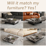 43.3" Square Coffee Table for Living Room - Modern Gray Sintered Stone Coffee Table with Black Carbon Steel Base, 150lbs Capacity - for Home, Lounge, Office