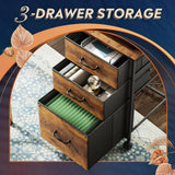 DEVAISE Mobile File Cabinet, Rolling Printer Stand with 3 Drawers, Fabric Vertical Filing Cabinet fits A4 or Letter Size for Home Office