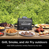 Outdoor Grill and Smoker, Thermometer, BBQ Smoker, Air Fryer, Bake, Roast | Electric Grill, Grey, OG751BRN Ninja