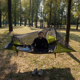 Night Cat Flat Lay Hammock Tent: Portable Lightweight Camping Hammock with Mosquito Net Waterproof Rainfly for Adults 1 Person Outdoor Camping Green