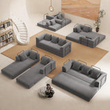 89" Cloud Boneless Convertible Sofa Bed, 5-in-1 Foldable Compressed High-Density Sponge Sofa, Corduroy Fabric 3 Seater Sleeper Couch Futon Daybed for Living Room Bedroom (Medium Gray)