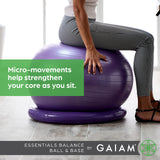 Gaiam Essentials Balance Ball & Base Kit, 65cm Yoga Ball Chair, Exercise Ball with Inflatable Ring Base for Home or Office Desk, Includes Air Pump - Navy Gaiam Essentials