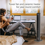 Oscillating All Season Tower Fan and Space Heater in One for Home with Adjustable Thermostat, Tip-Over Switch Lasko