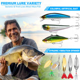 PLUSINNO Fishing Lures, 137Pcs Tackle Box with Tackle Included, Crankbaits, Spoon, Hooks, Weights & Other Accessories, Fishing Bait Lure Gear Kit Gift for Men Bass Freshwater