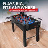 GoSports 48 Inch Game Room Size Foosball Table - Includes 4 Balls and 2 Cup Holders – Black, Oak, or White