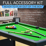 6-Ft Folding Pool Table - Portable Billiard Table - Includes 2X Cue Sticks, Full Set of Balls, Chalk SereneLife