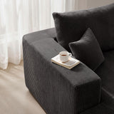 Modular Sectional Sofa Bed with Chaise, 115" Memory Foam Cloud Couch, Black