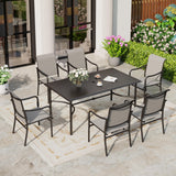 SUNSHINE VALLEY Patio Dining Set for 6, 67" Metal Table, Textilene Chairs