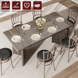 Rectangular Dining Table for 6-8, Wooden Thickened Long Desk, Farmhouse Kichen Table with Sturdy Frame and M-Shaped Legs