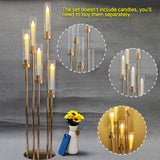 8 Set 5 Arm Golden Candle Holder with Acrylic Lampshade, 41.3'' Tall Candlesticks Holder for Christmas Wedding Housewarming Gift,Metal Candle Holders Candlestick Centerpiece,Fit 0.87'' LED Candle