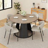 HIPIHOM 47.2” Round Dining Table Set for 4 Modern Wood Table with 4 Upholstered Chairs, Metal Pedestal Base, Space-Saving Kitchen & Dining Furniture for Small Apartments and Compact Spaces