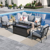 Sophia & William Metal Patio Furniture Set with Fire Pit Table, 4 Pieces