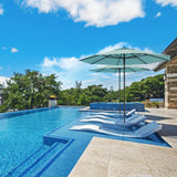 Midtown Umbrellas Push & Pop 10 Ft Patio Umbrellas with Push & Pop Mechanism, 8 Fiberglass Ribs & Terylast Polyester Fabric – For Deck, Pool, Cafés and Hotels – Seawater Canopy, Silver Pole