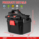 Shop-Vac 2 Gallon 20V Cordless Wet/Dry Vacuum with Detachable Blower, Portable 3-in-1 Vac with Blower Function, Integrated Battery and Charger Included, Ideal for Workshop, Car & Jobsite, 5430082