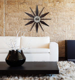 Infinity Instruments Utopia Mid-Century 30 inch Wood and Metal Wall Clock, Walnut Dark Wood