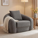 SICOTAS 49.9" Curved Convertible Sofa Couch Bed for Living Room Futon Cloud Boneless Sleeper Chair Pull Out Floor Couch with Deep Seat Single Foam Lounger No Assembly for Bedroom Apartment, Dark Grey