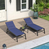 PURPLE LEAF Extra Large Pool Lounge Chairs Set of 2, Aluminum, Navy Blue